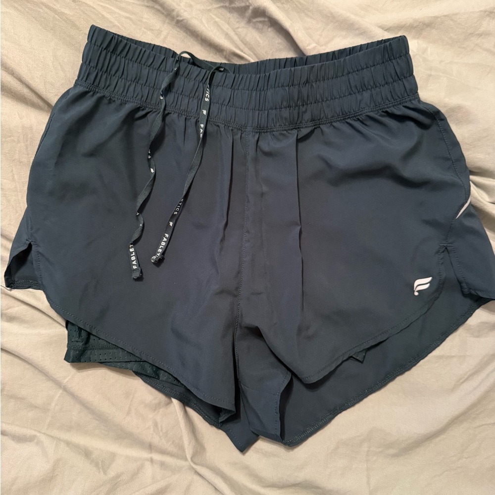 Fabletics Black Athletic Shorts teal with spandex under women’s small